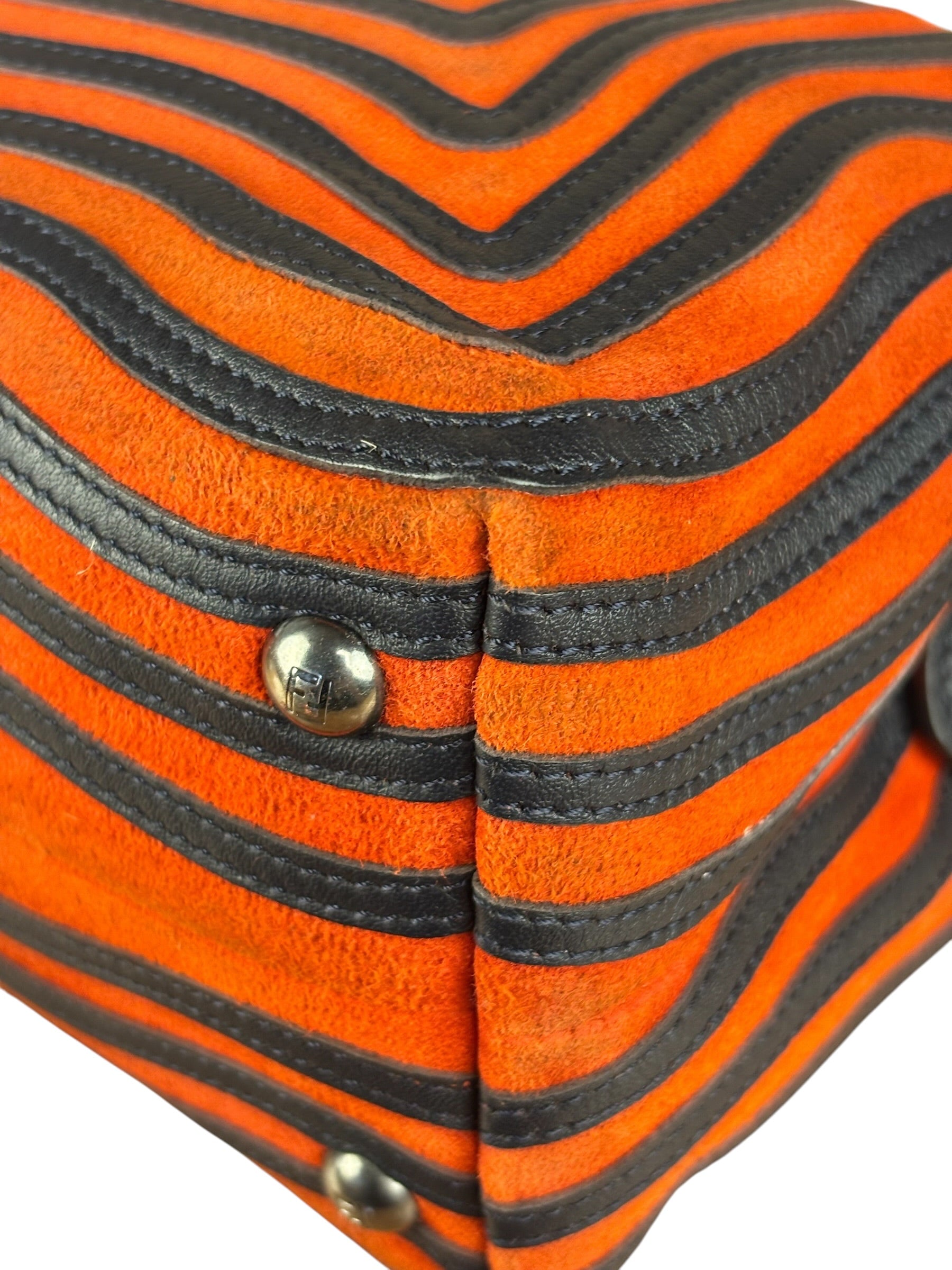 Fendi DotCom Click Striped Hypnotic Suede 2 Way