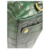 Coach Green Croc-Embossed Ashley Satchel Shoulder Bag