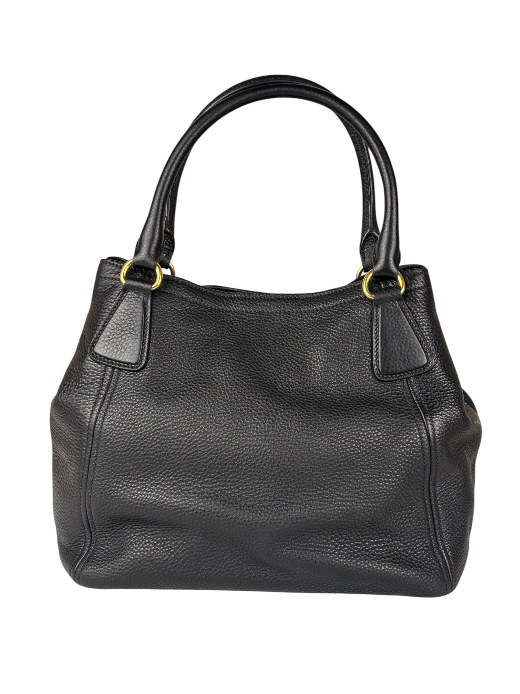 Prada Black Leather Vitello Daino 2Way Handbag