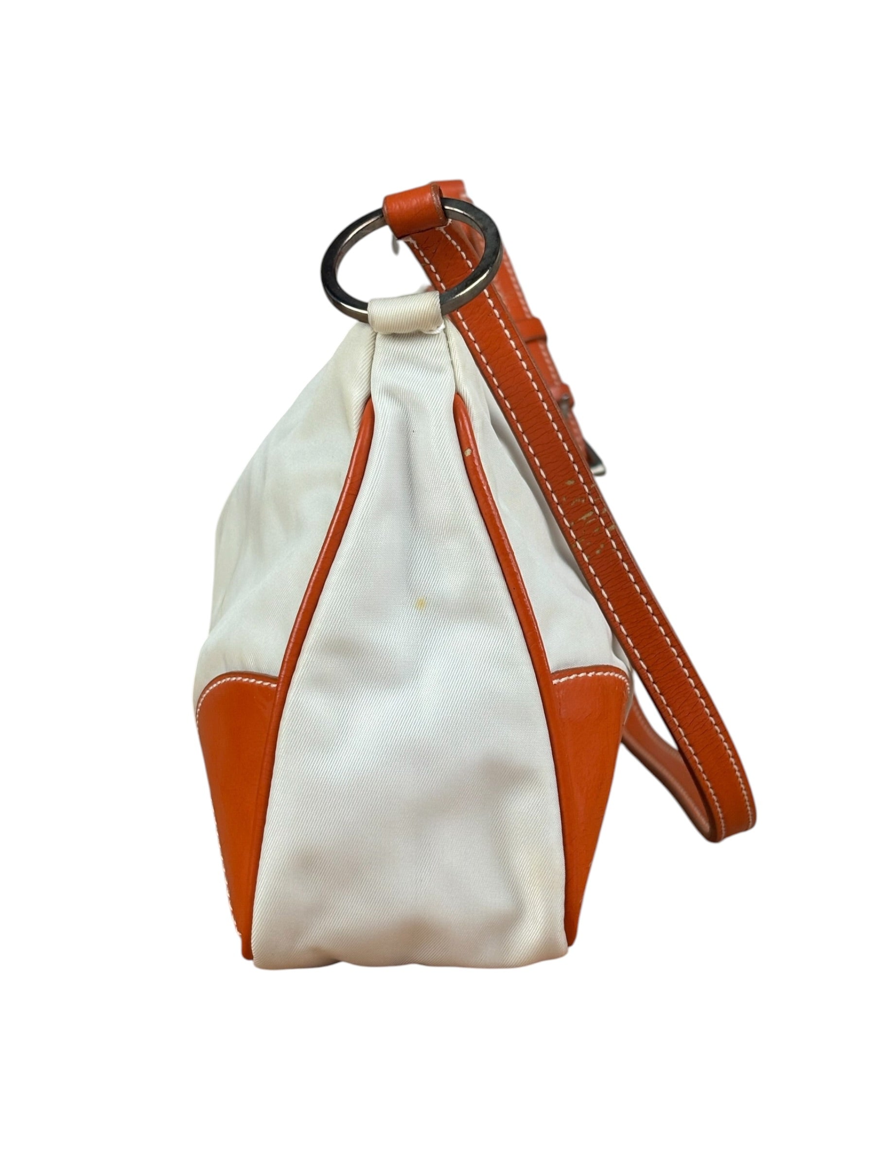 Prada Vintage Re-Edition Orange/White Tessuto Nylon Shoulder Bag