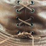 Hermes Vintage Brown Leather-Trimmed Motsch Bucket Hat