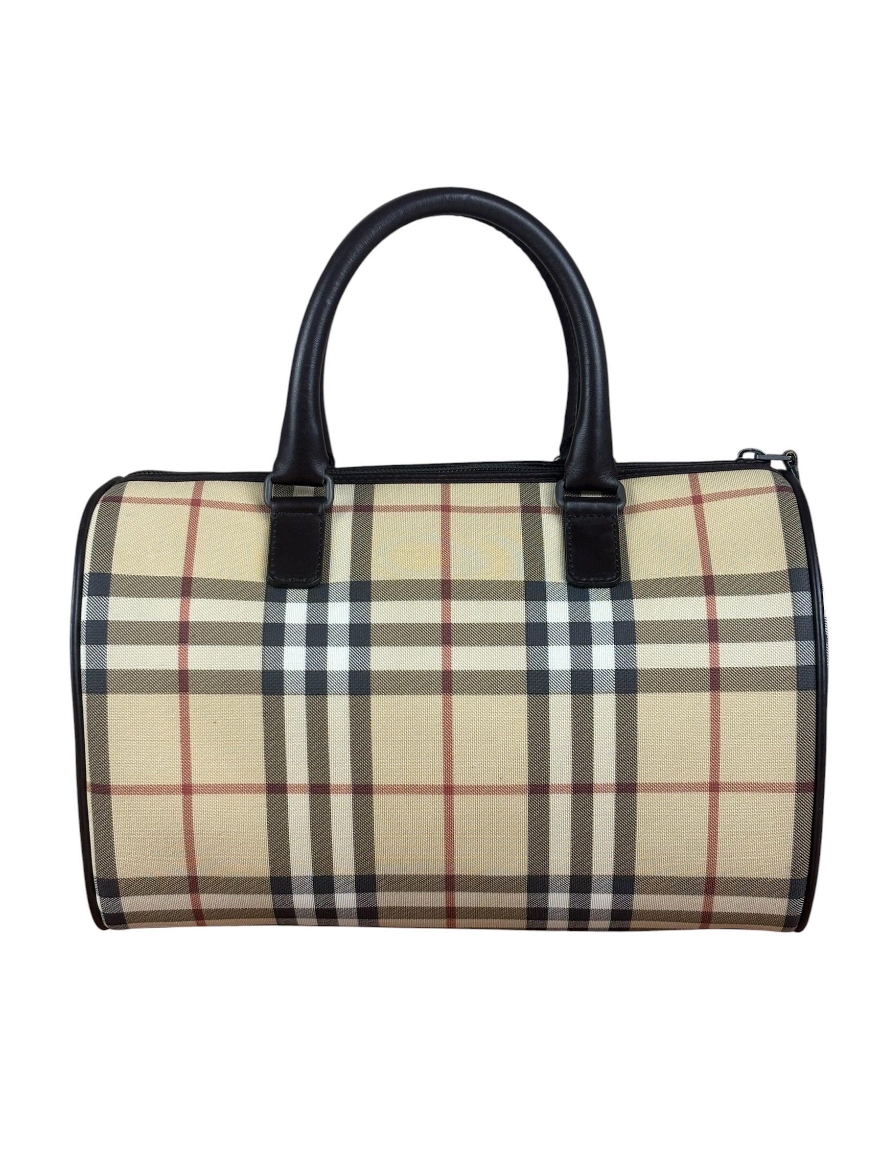Burberry Leather Trim House Check Small Speedy Handbag