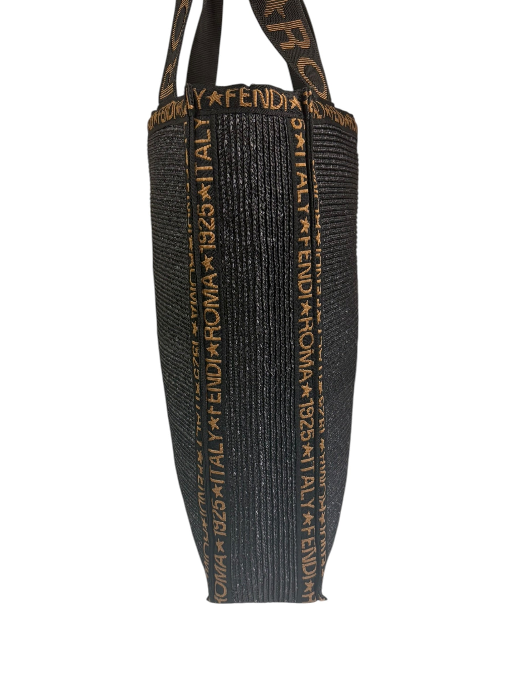 Fendi Black Straw Roma 1925 Tote