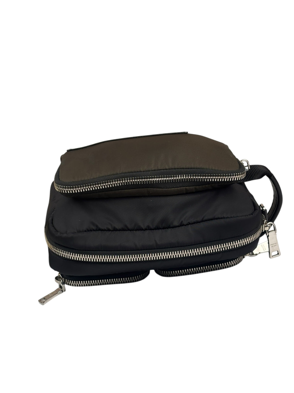 Prada Green/Black Tessuto Nylon Multi-Pocket Vanity Bag