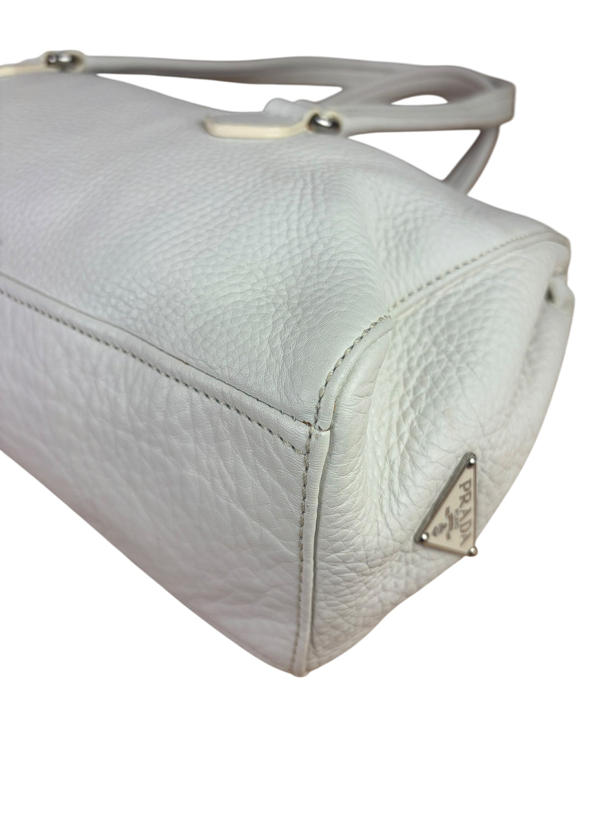 Prada White Leather Vitello Daino Easy Shoulder Bag