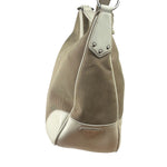 Prada Beige/Cream Leather Trim Logo Jacquard Hobo Bag
