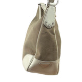 Prada Beige/Cream Leather Trim Logo Jacquard Hobo Bag