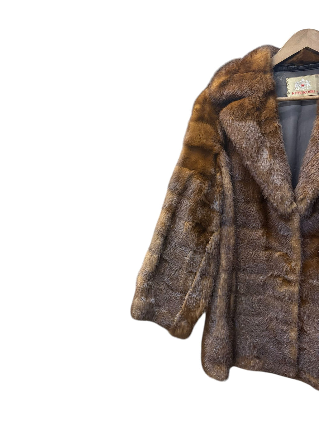 Vintage Light Brown Collared Fur Coat