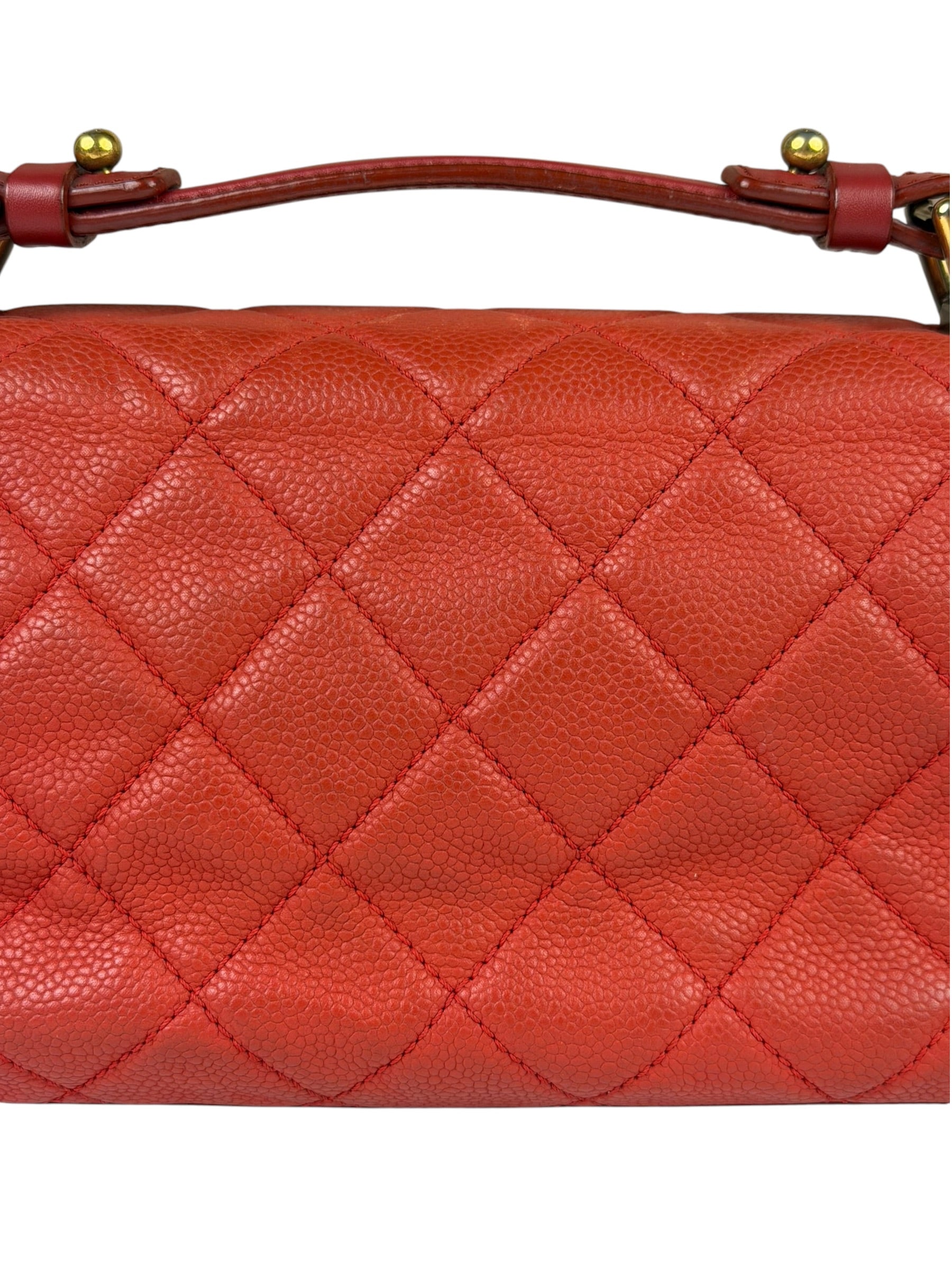 Chanel Red Quilted Caviar Leather Timeless Shoulder Bag 2012
