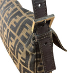 Fendi Brown Leather Trim Baguette
