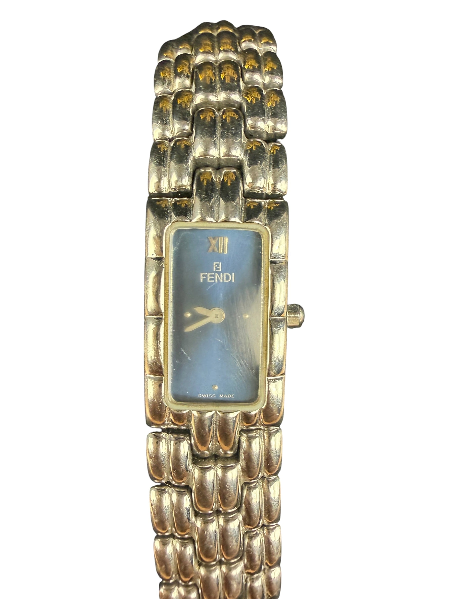 Fendi Blue Rectangular Dial Stainless Steel Band