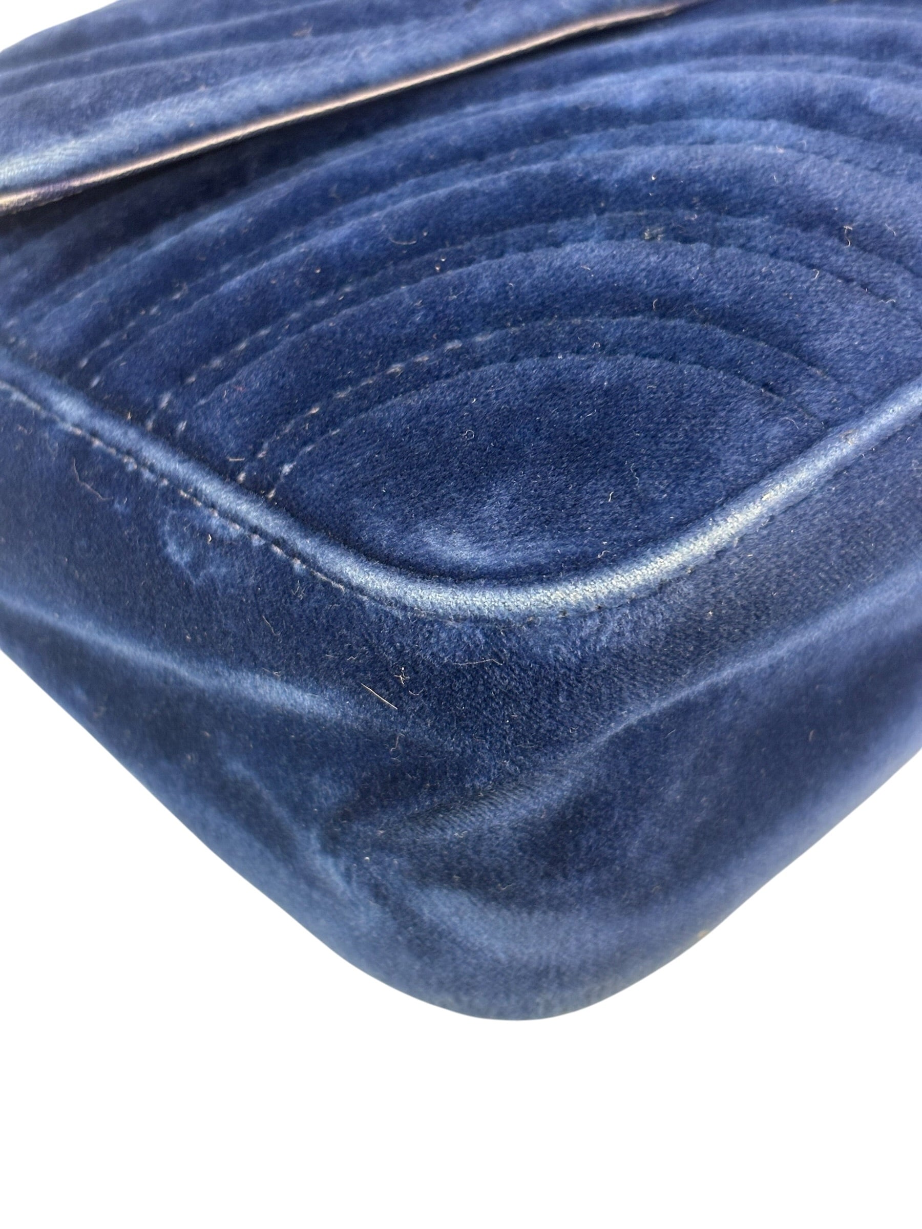 Gucci GG Blue Velvet Marmont Chain Shoulder Bag