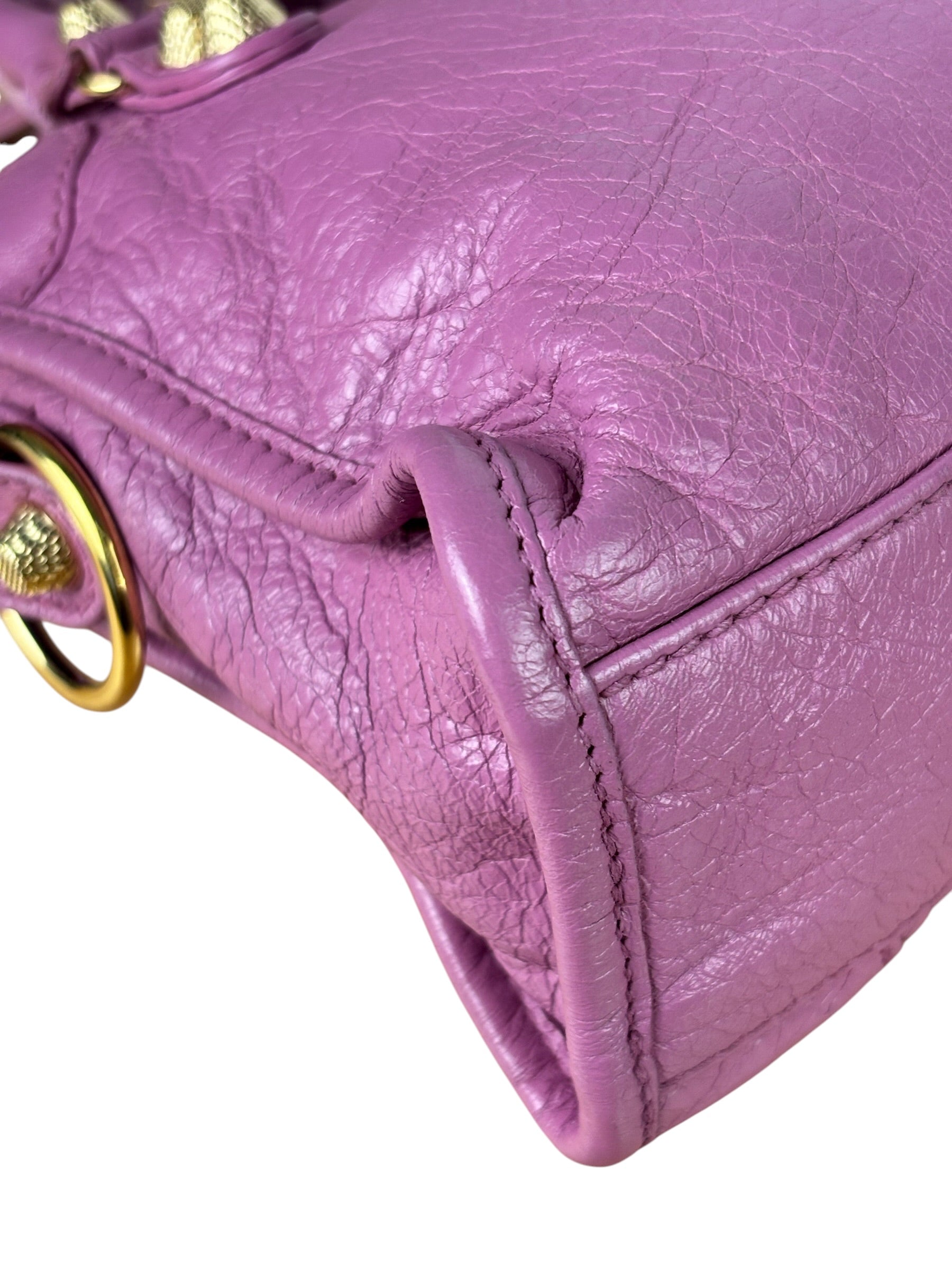 Balenciaga Purple Leather Velo Moto Two-Way Bag