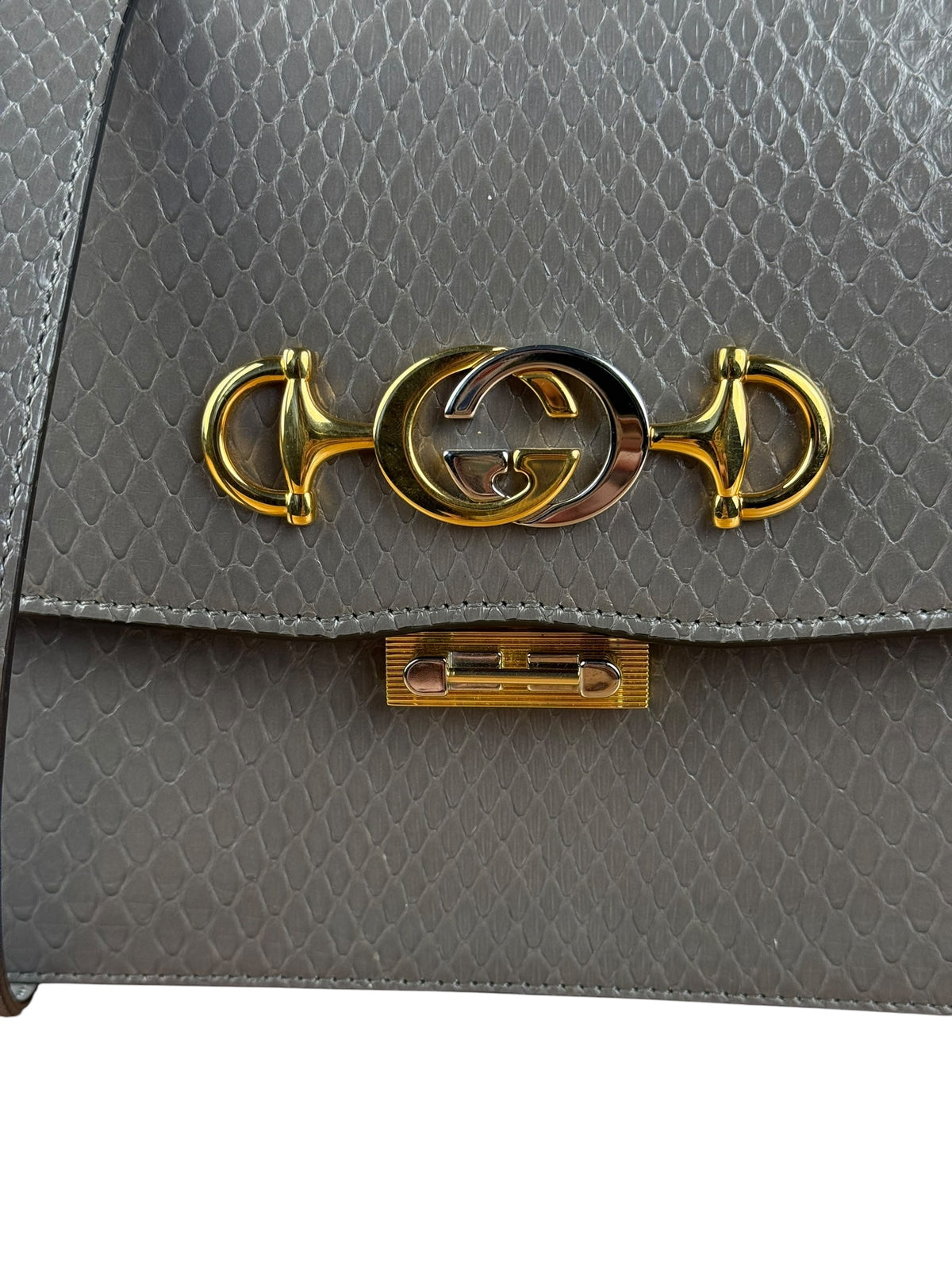 Gucci Zumi Grey Python Leather Small Shoulder Bag