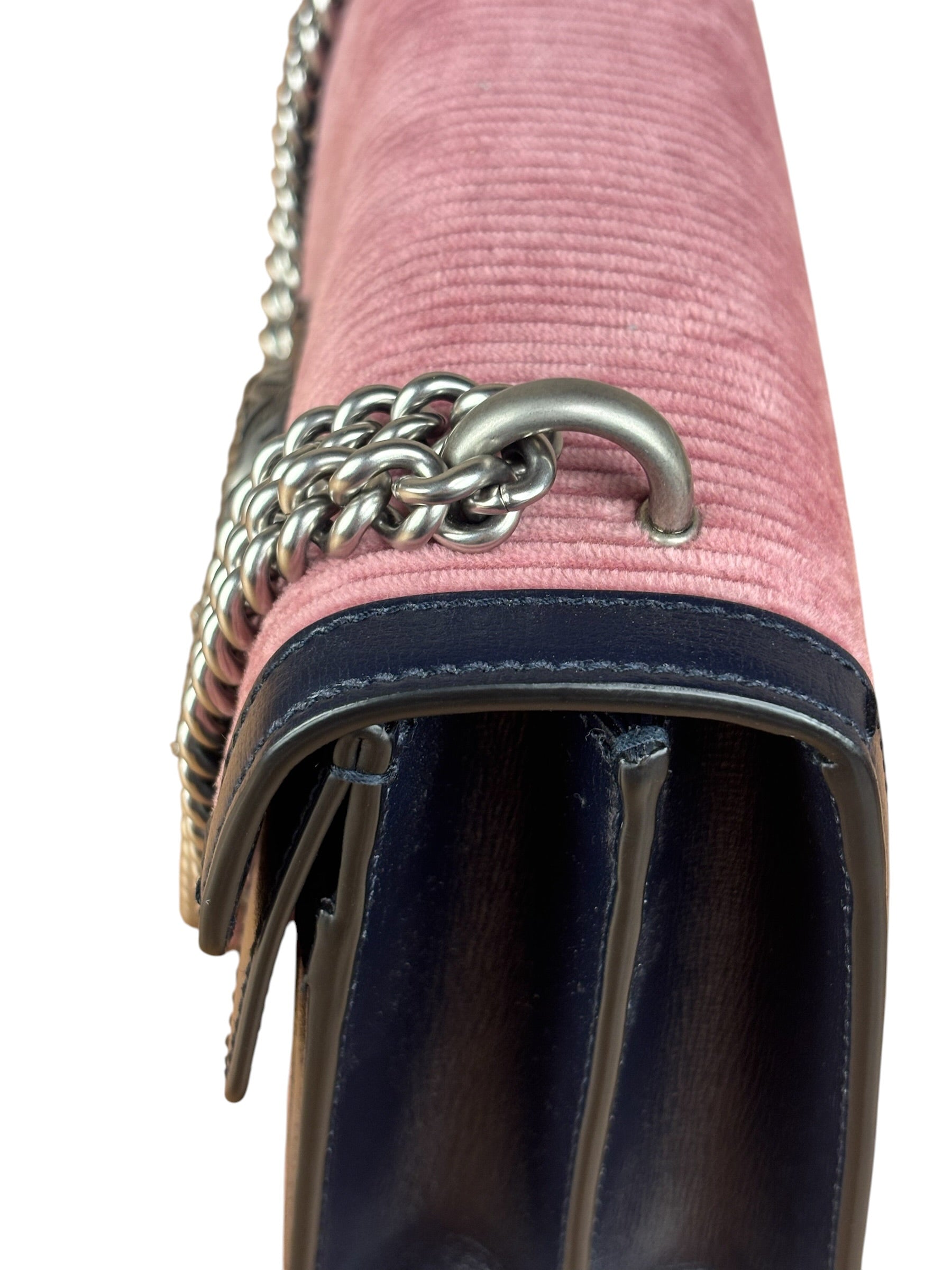 Gucci Pink Leather Trim Dionysus Corduroy Shoulder Bag