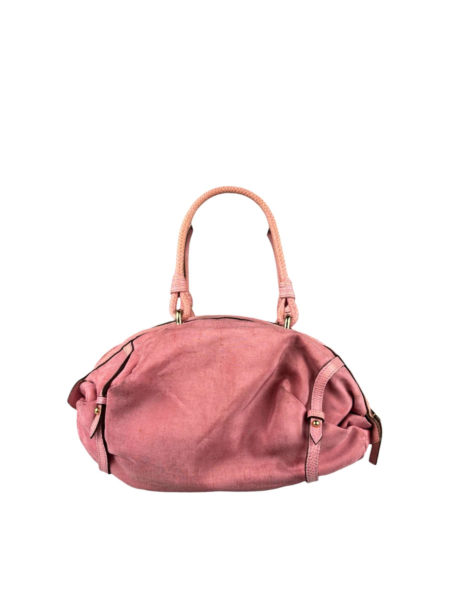 Salvatore Ferragamo Pink Nylon/Leather Bowler Bag