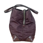 Prada Vintage Plum Nylon Leather Embossed Handbag