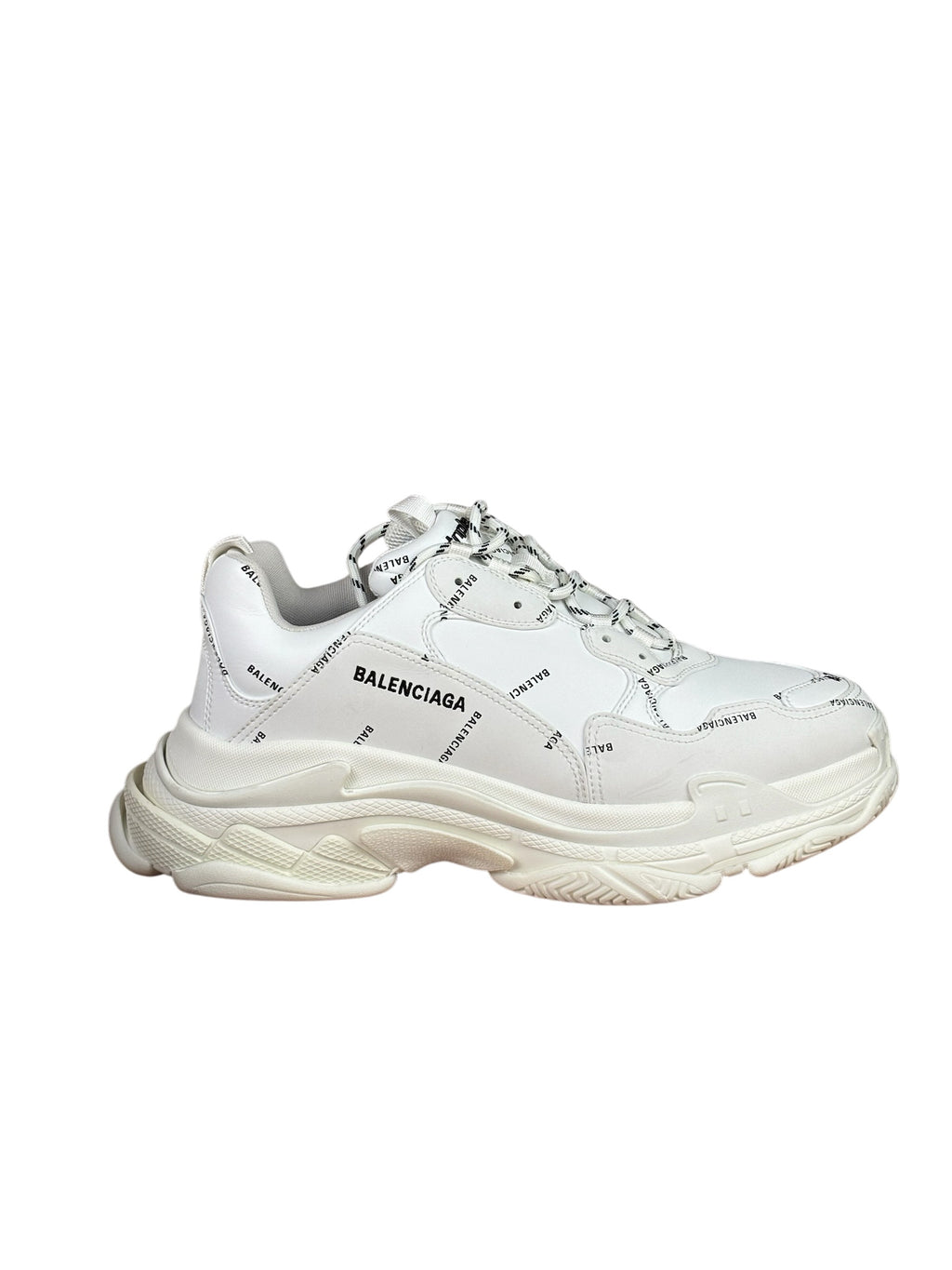 Balencaiga Triple S Sneakers All Over Logo White