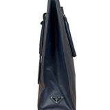 Prada Navy Blue Saffiano Leather Vertical Tote Bag