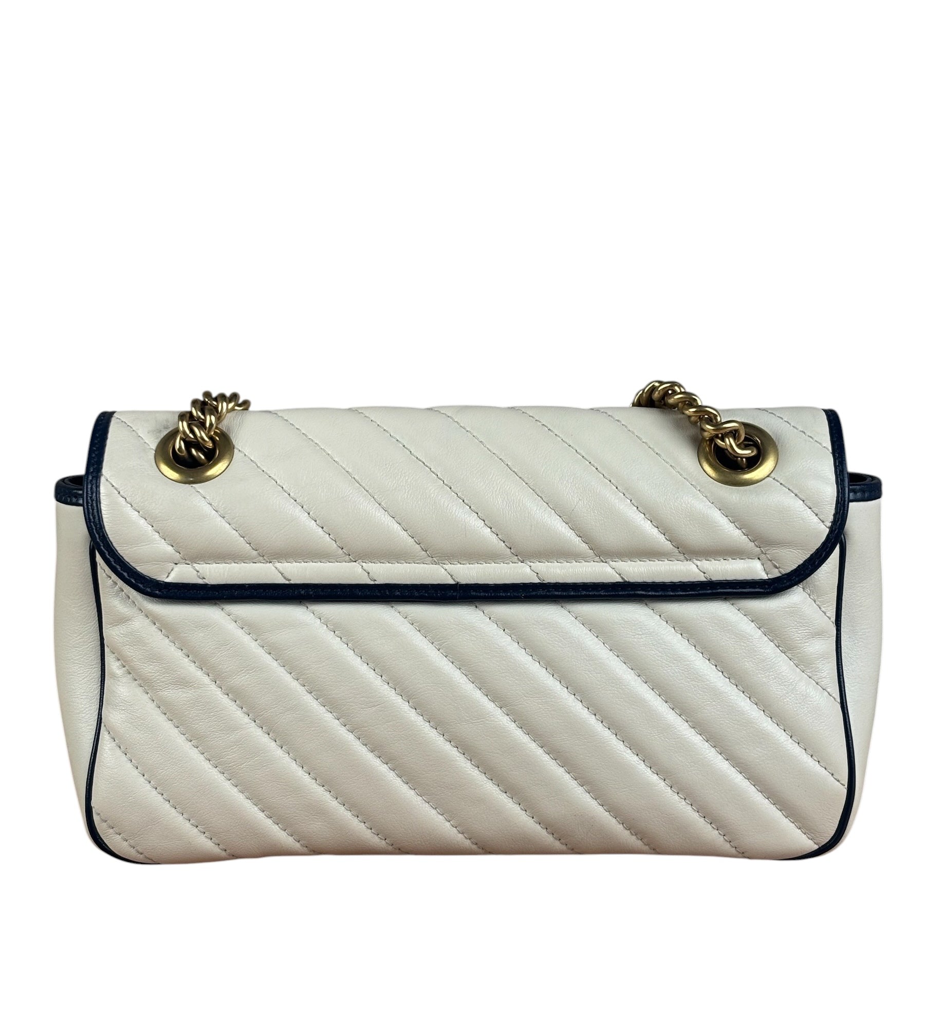 Gucci GG Marmont Cream & Navy Flap Bag