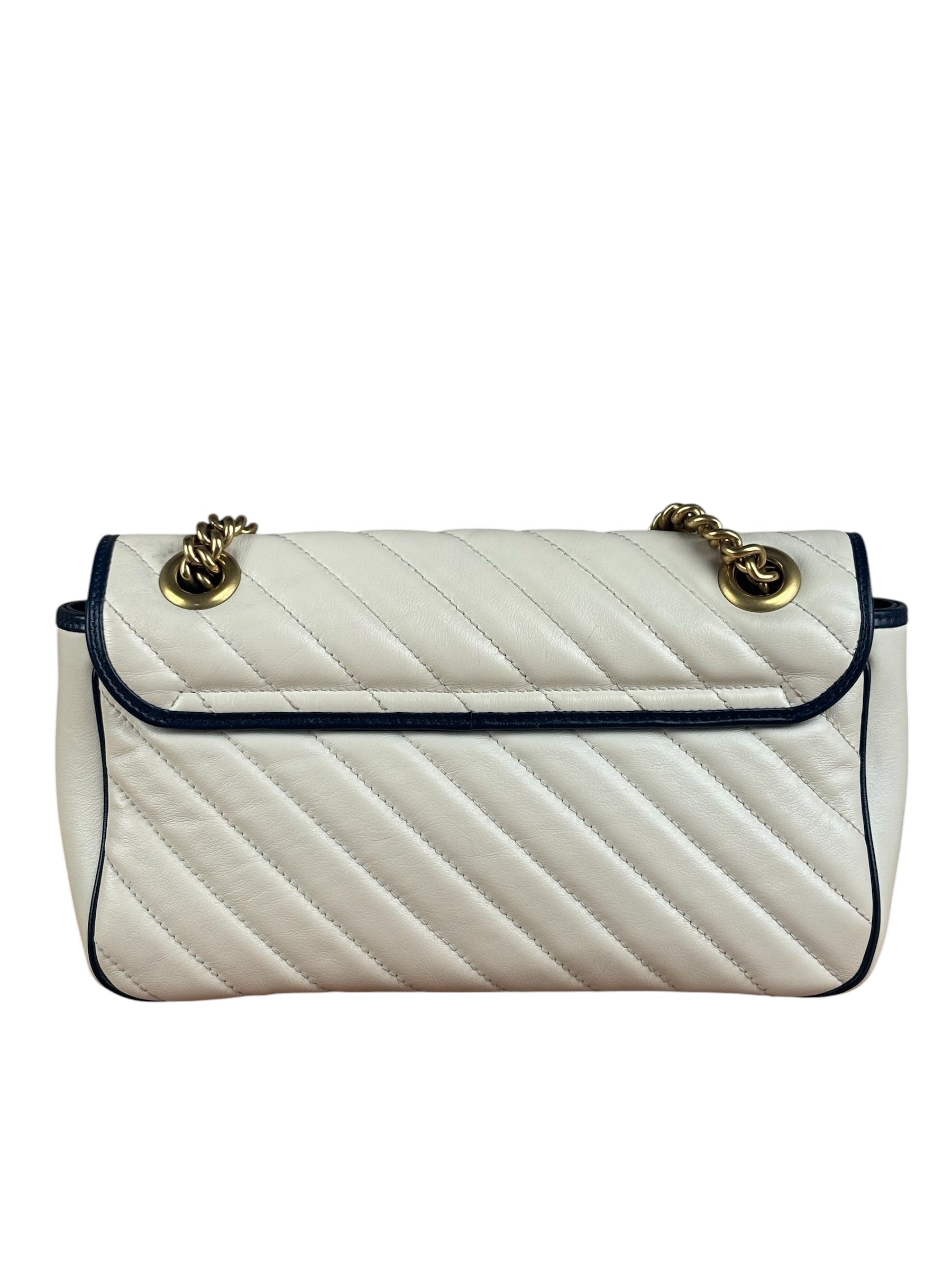 Gucci GG Marmont Cream & Navy Flap Bag