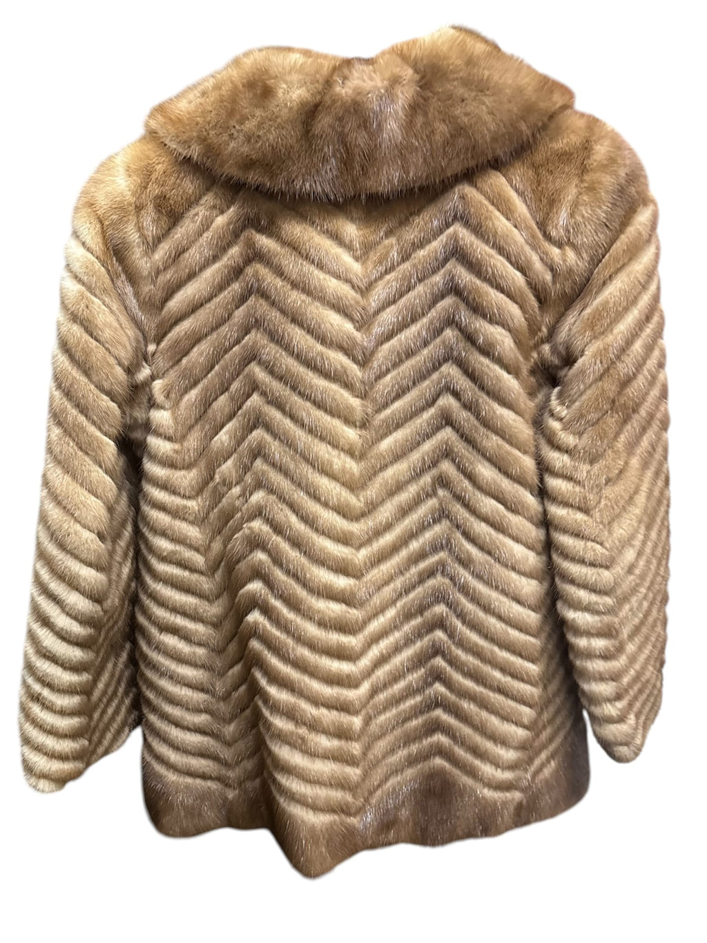 Vintage Emba Light Brown Chevron Mink Fur Coat