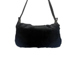 Fendi Black Shearling/Leather Trim Baguette