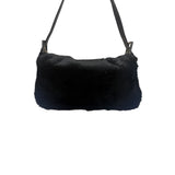 Fendi Black Shearling/Leather Trim Baguette
