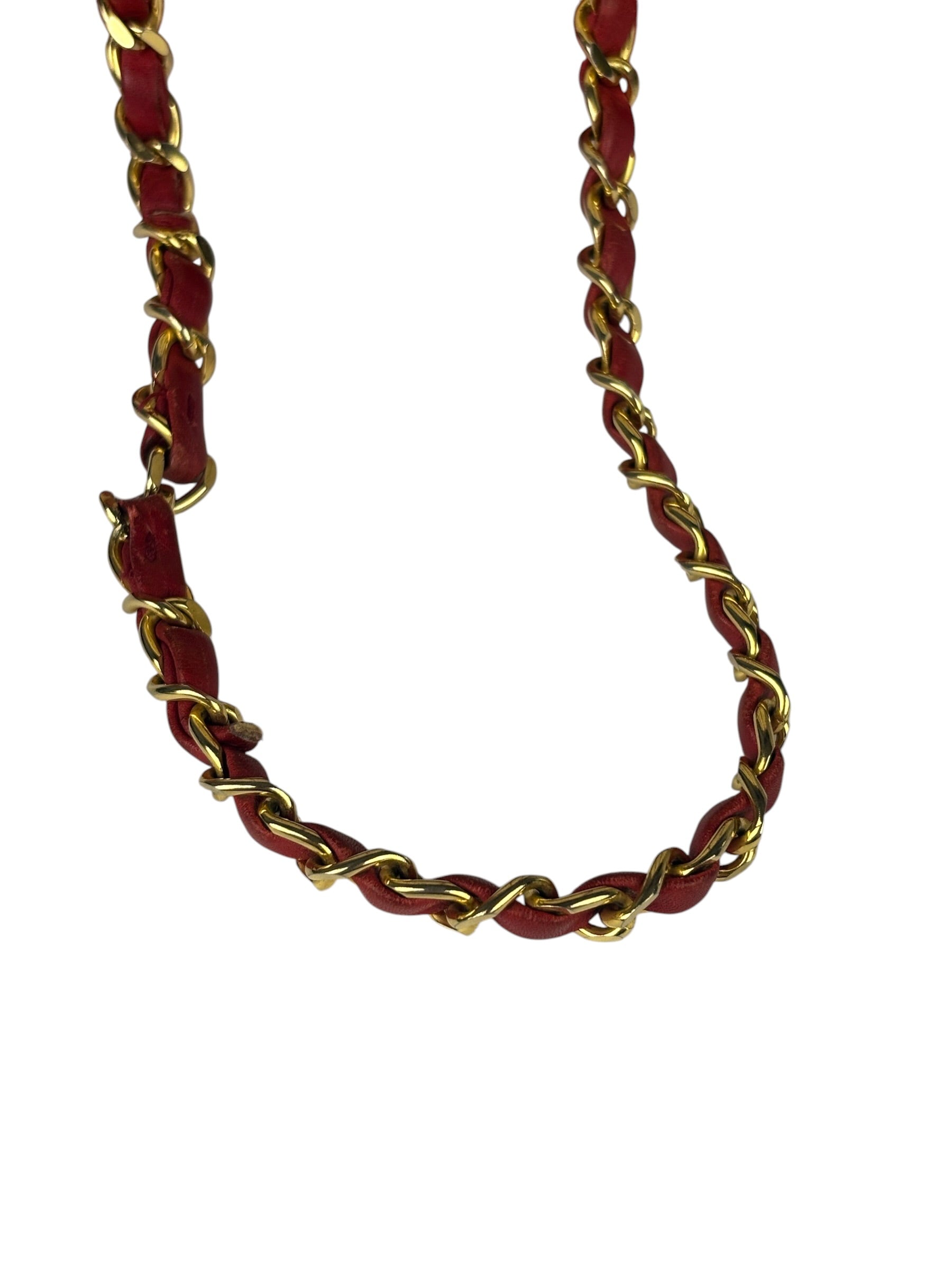 Chanel Vintage Beige/Red Leather Trim Drawstring Bucket Bag 1989