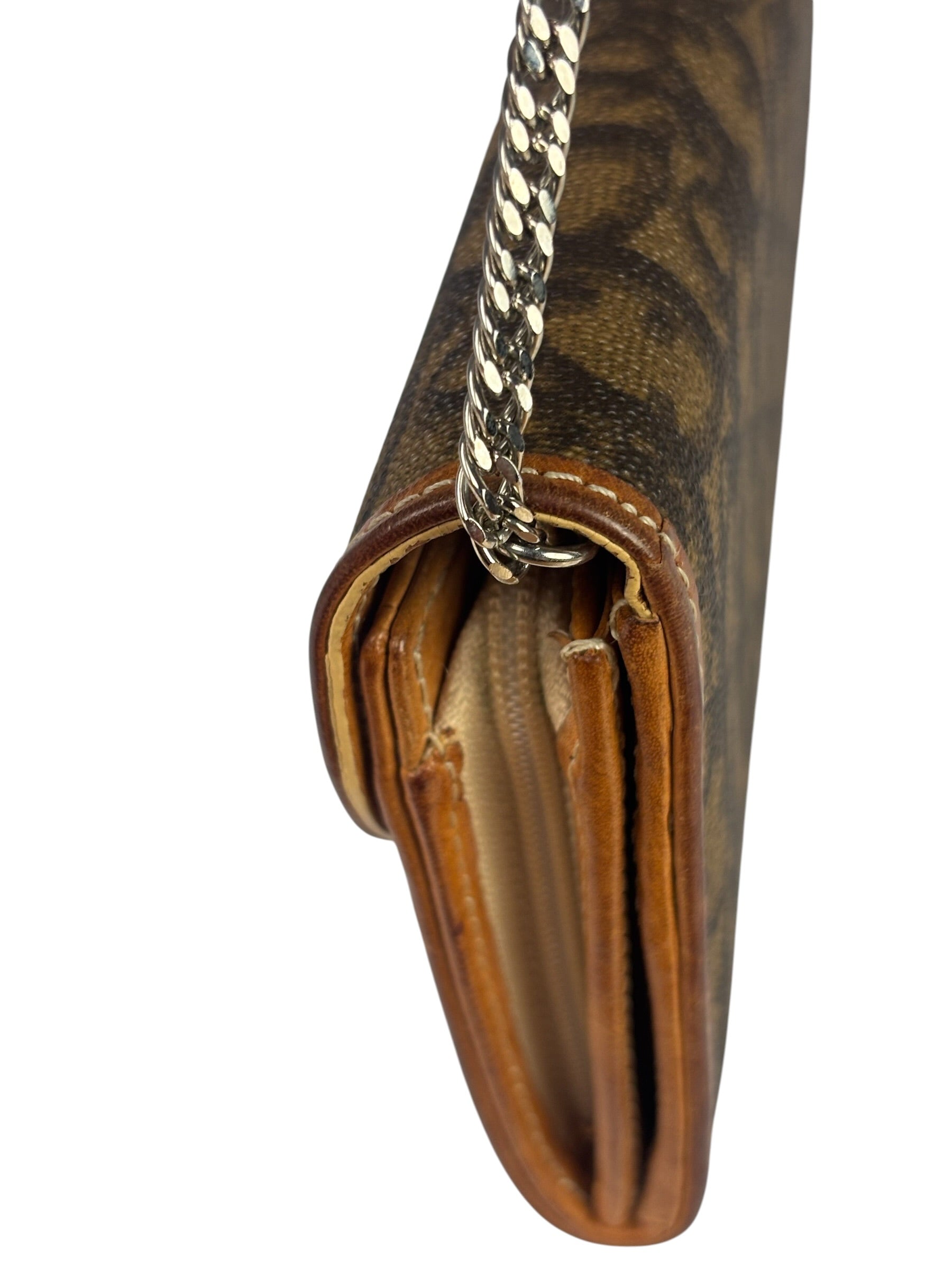 Christian Dior Brown Trotter Romantique Heart Long Wallet On Chain