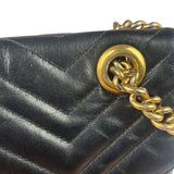 Gucci GG Black Marmont Leather Medium Shoulder Bag