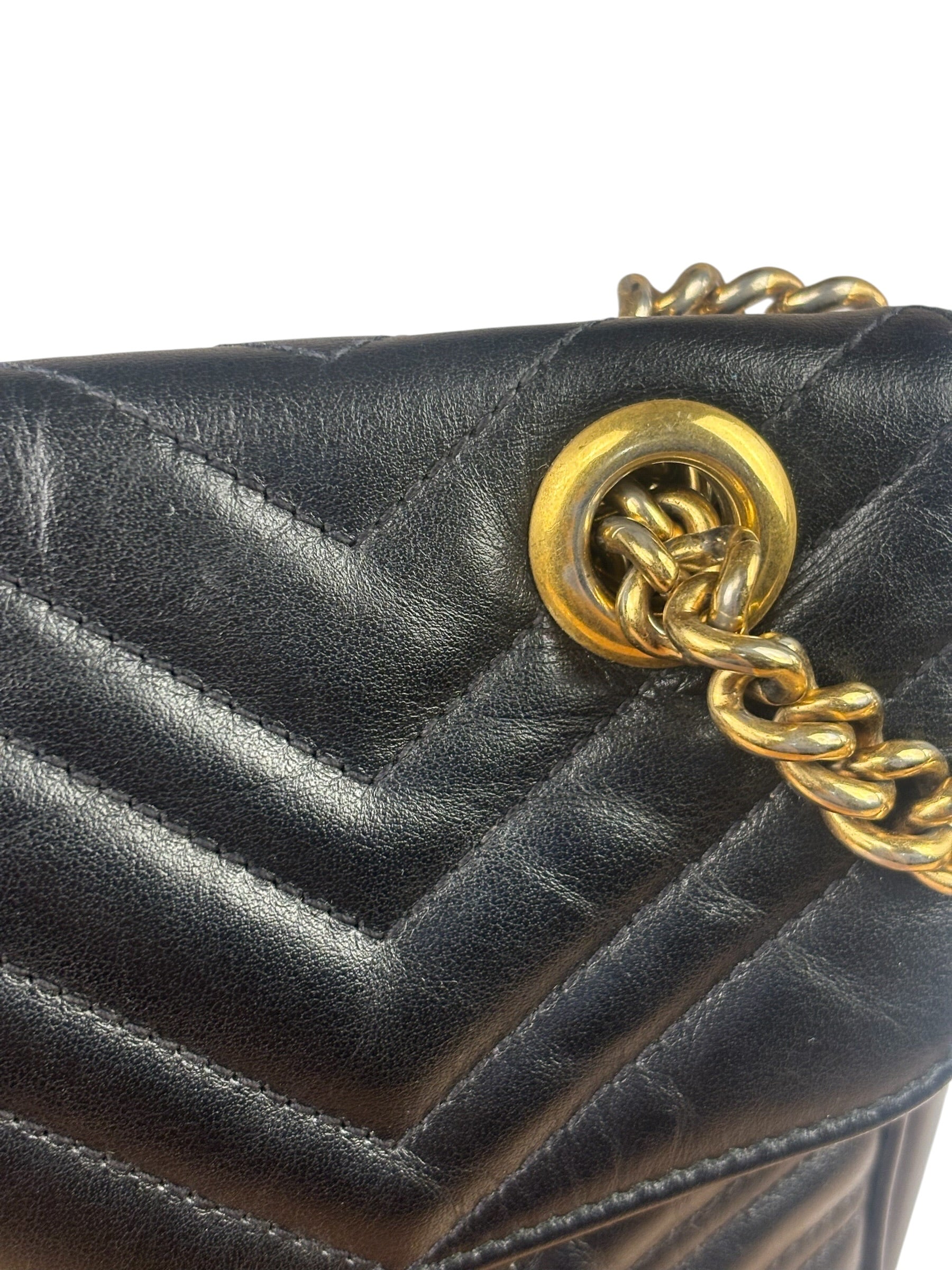 Gucci GG Black Marmont Leather Medium Shoulder Bag
