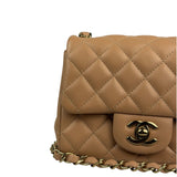 Chanel Beige Quilted Lambskin Mini Flap Bag 2023