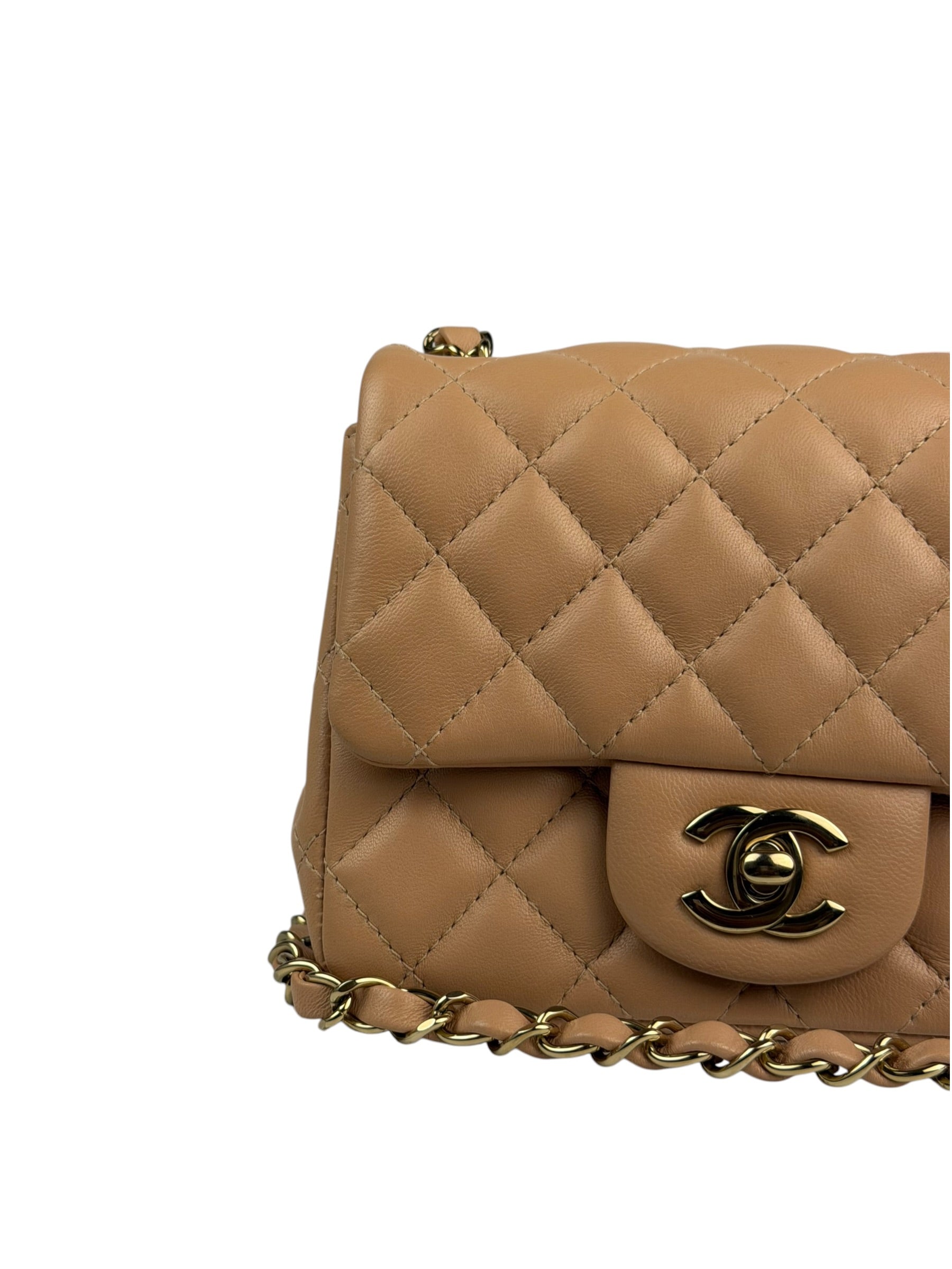 Chanel Beige Quilted Lambskin Mini Flap Bag 2023