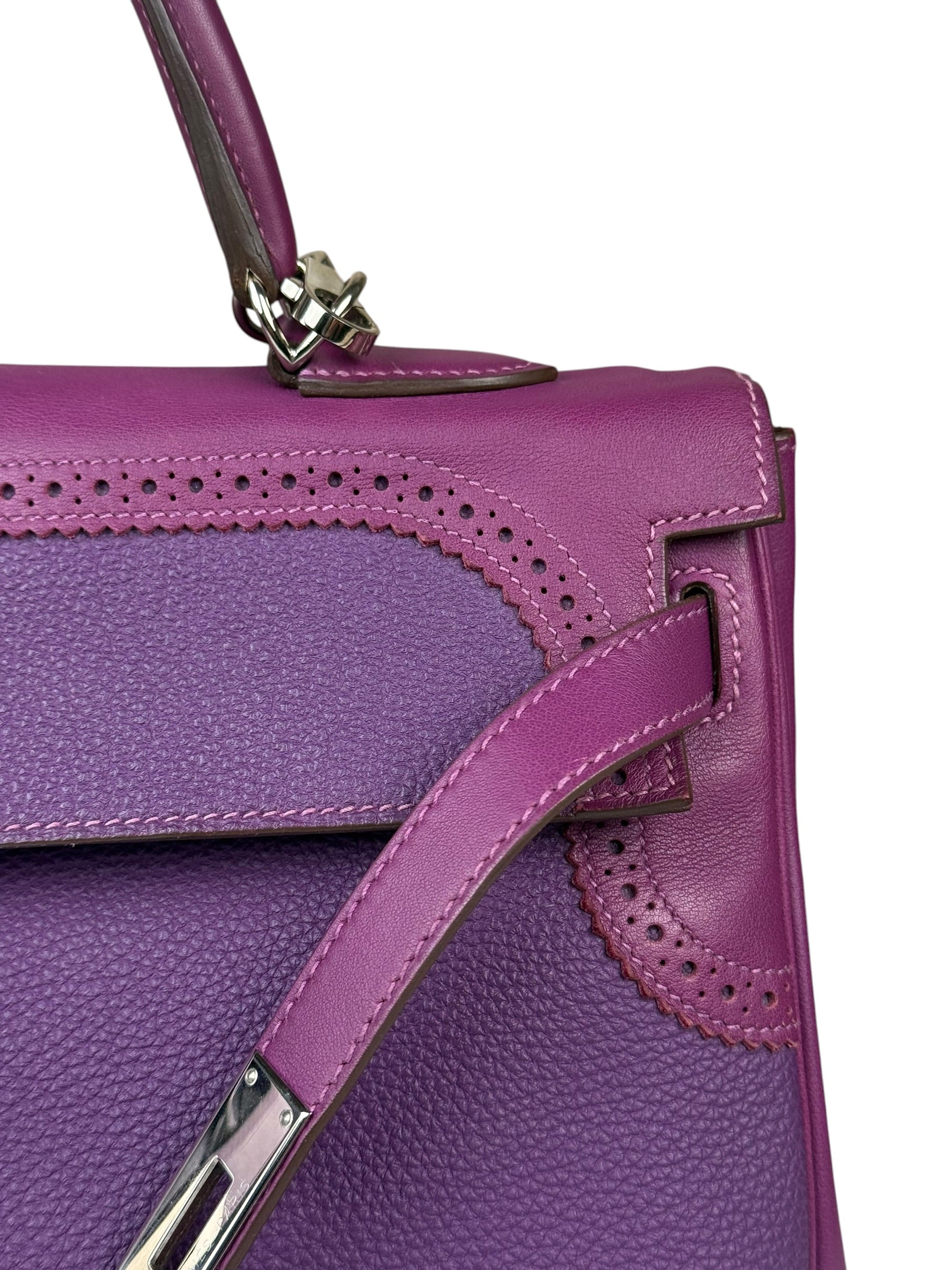 Hermes Kelly 35 Purple Ghillies Swift Togo Leather Handbag 2015