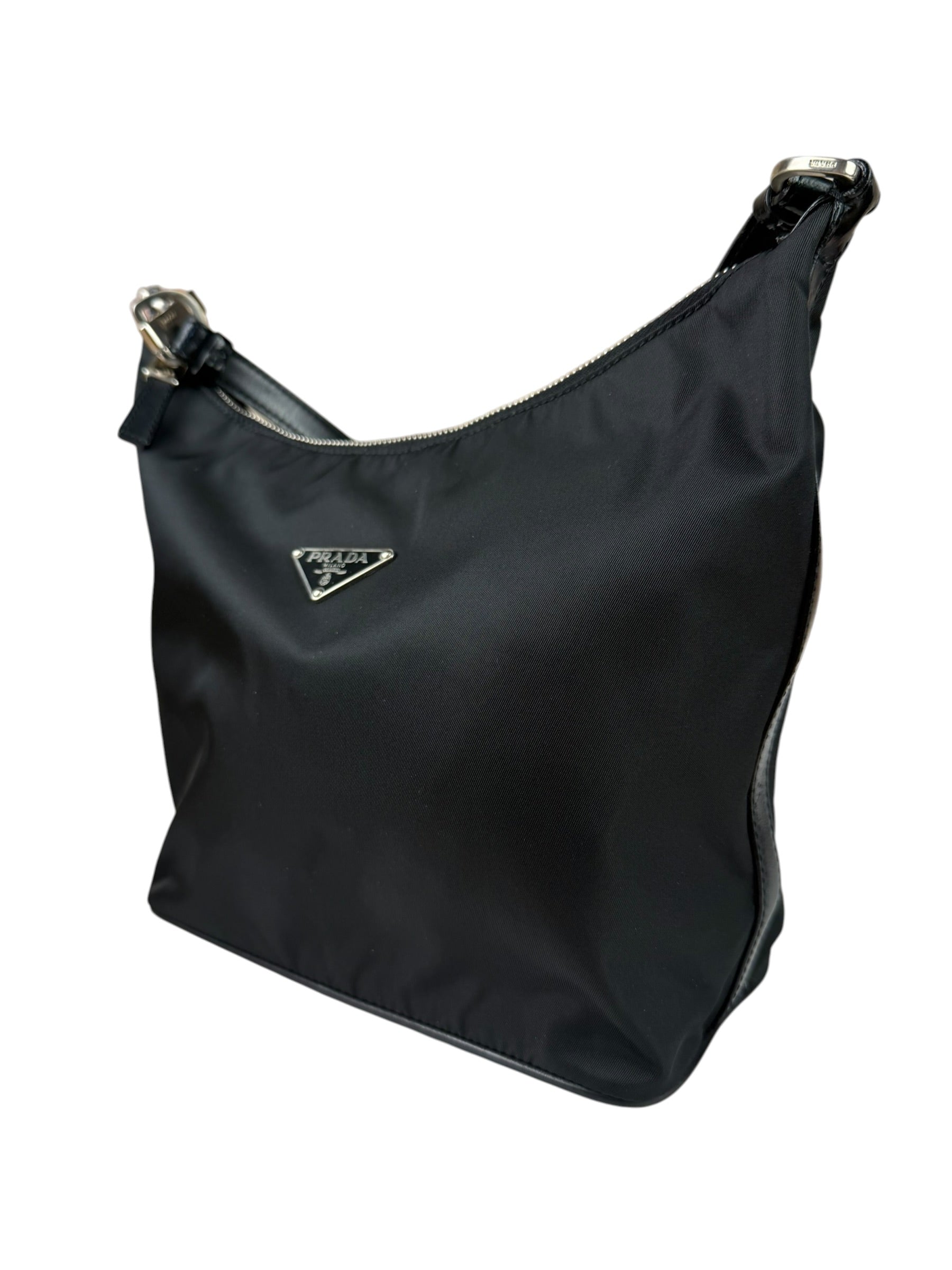 Prada Black Leather Trim/Tessuto Nylon  Shoulder Bag