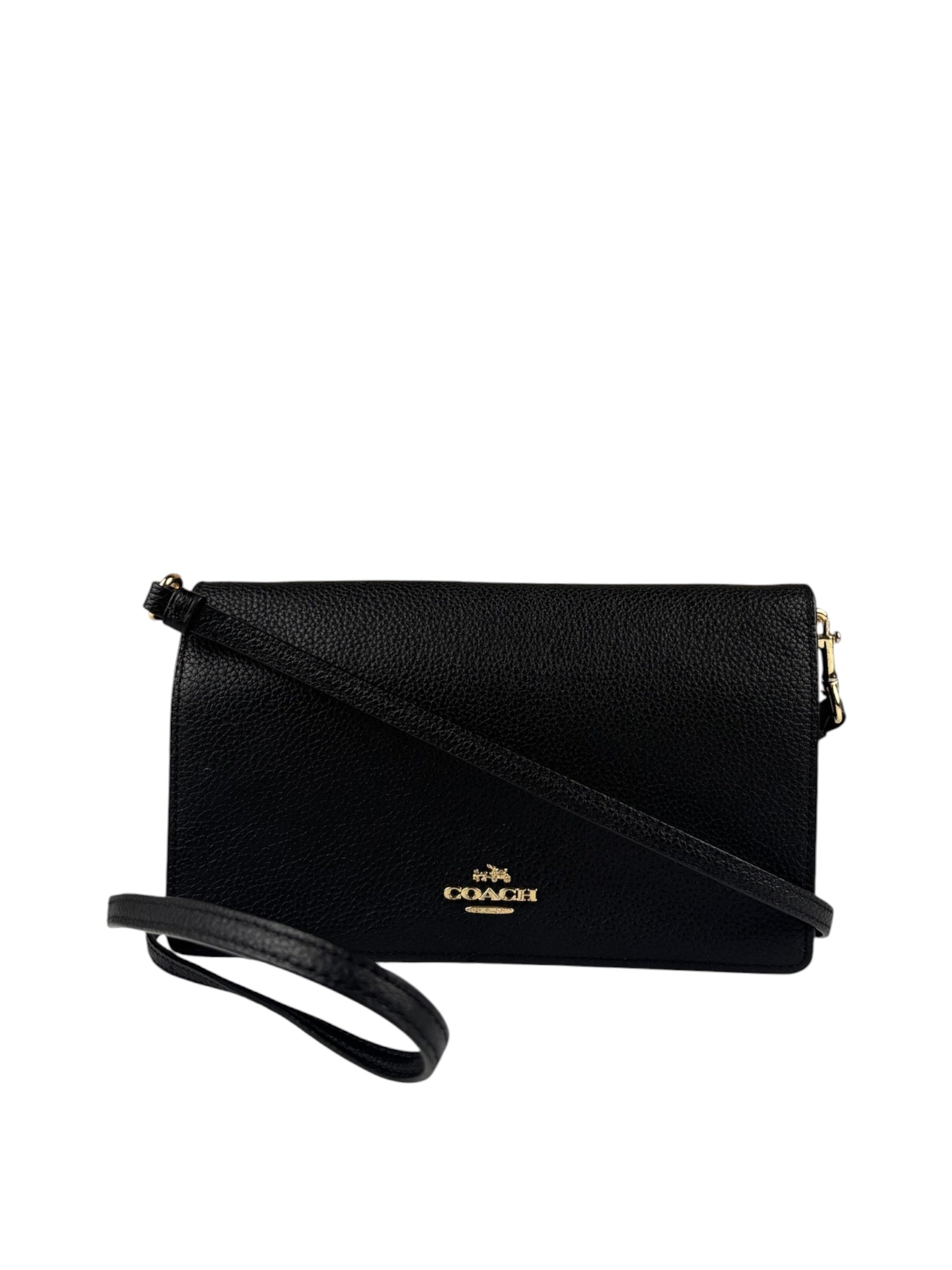 Coach Black Leather Wallet Crossbody Bag