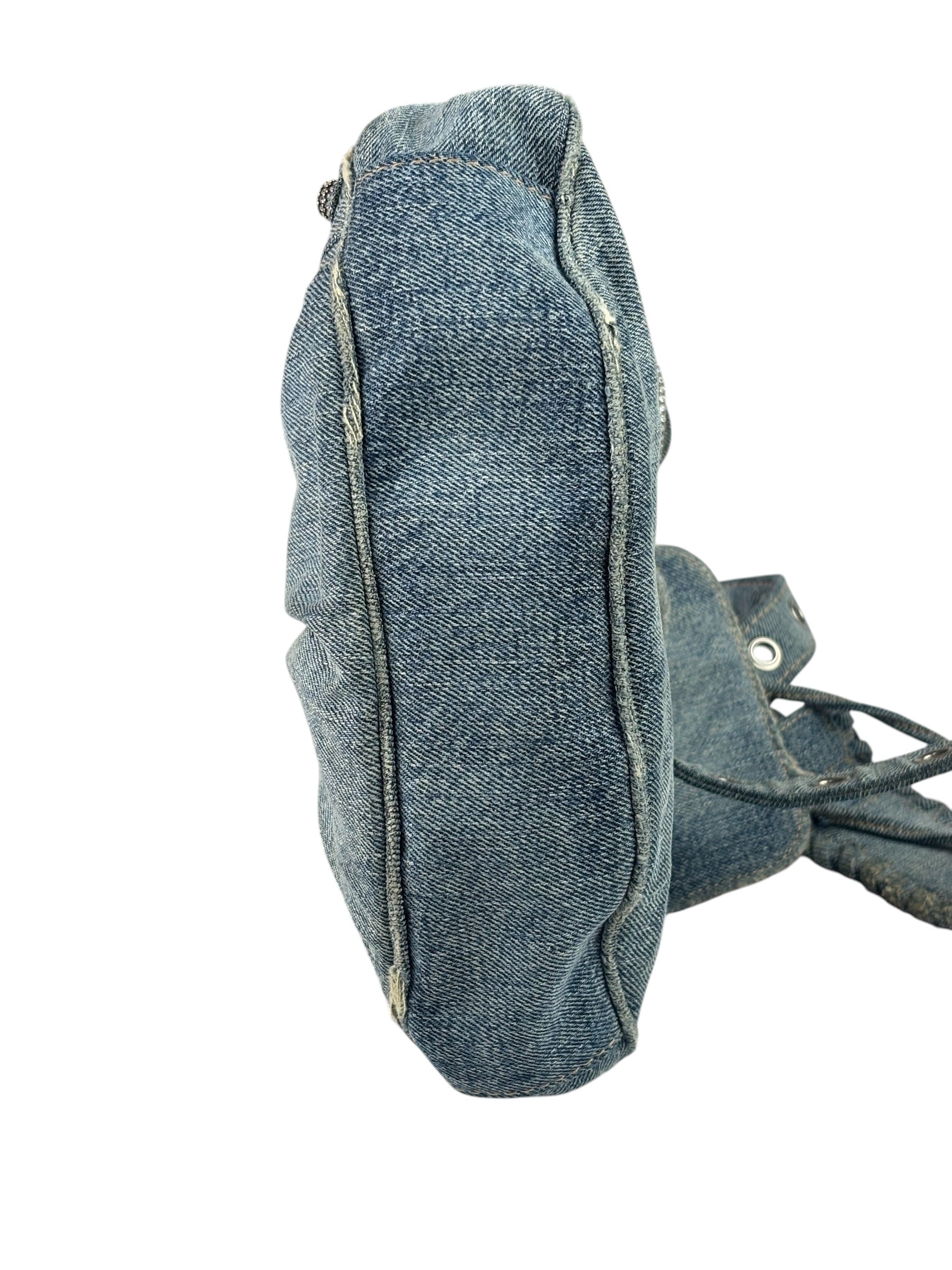 Balenciaga Denim Le Cagole Rhinestones Crossbody Bag