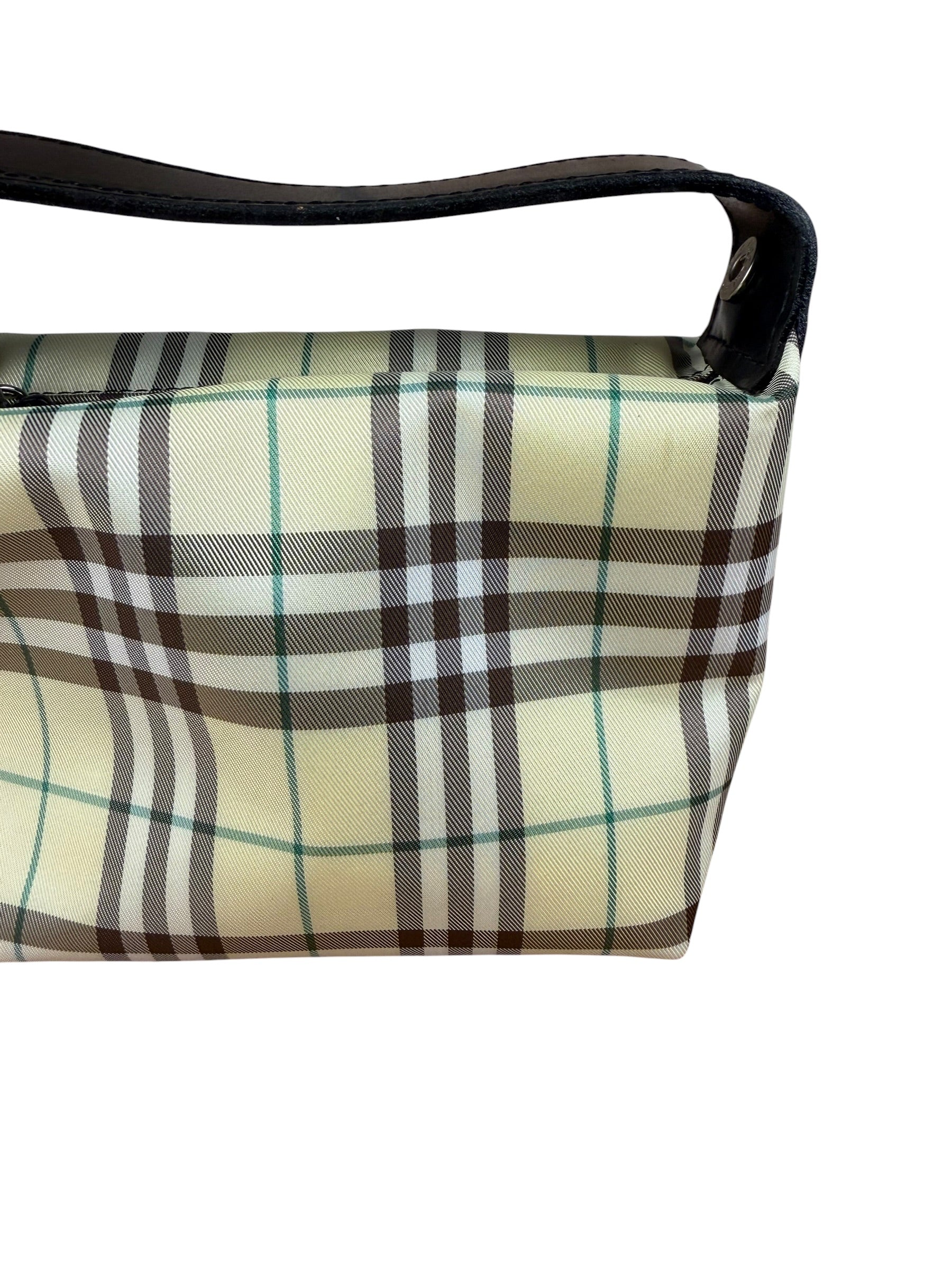 Burberry Multicolor Leather Trim House Check Top-Handle Pouch