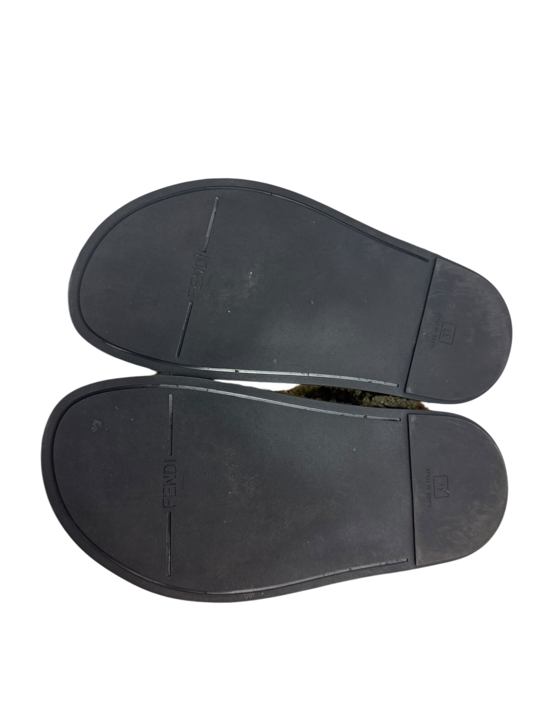 Fendi Green Shearling Sandals