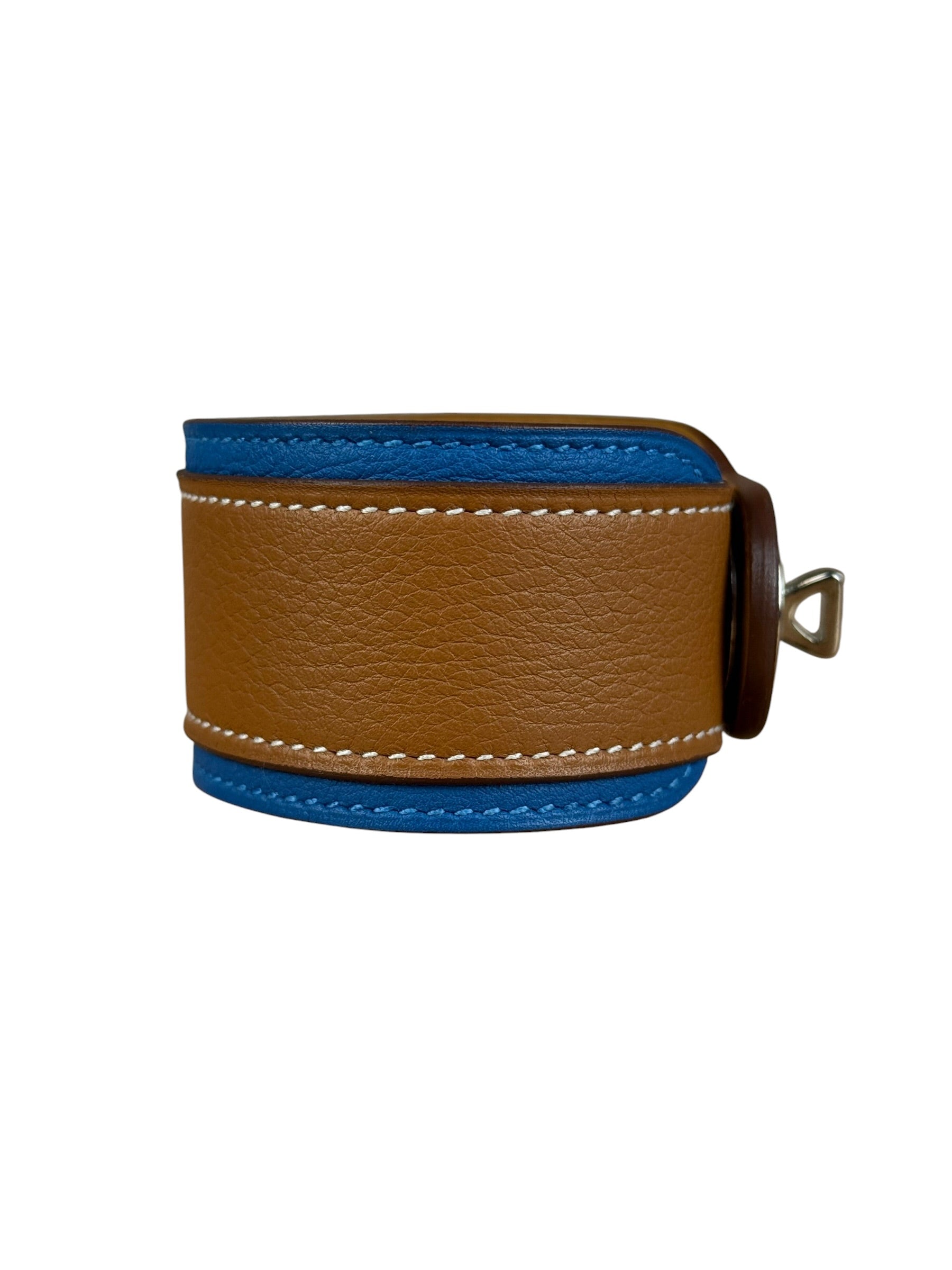 Hermes Blue/Brown Leather Turnlock Bracelet