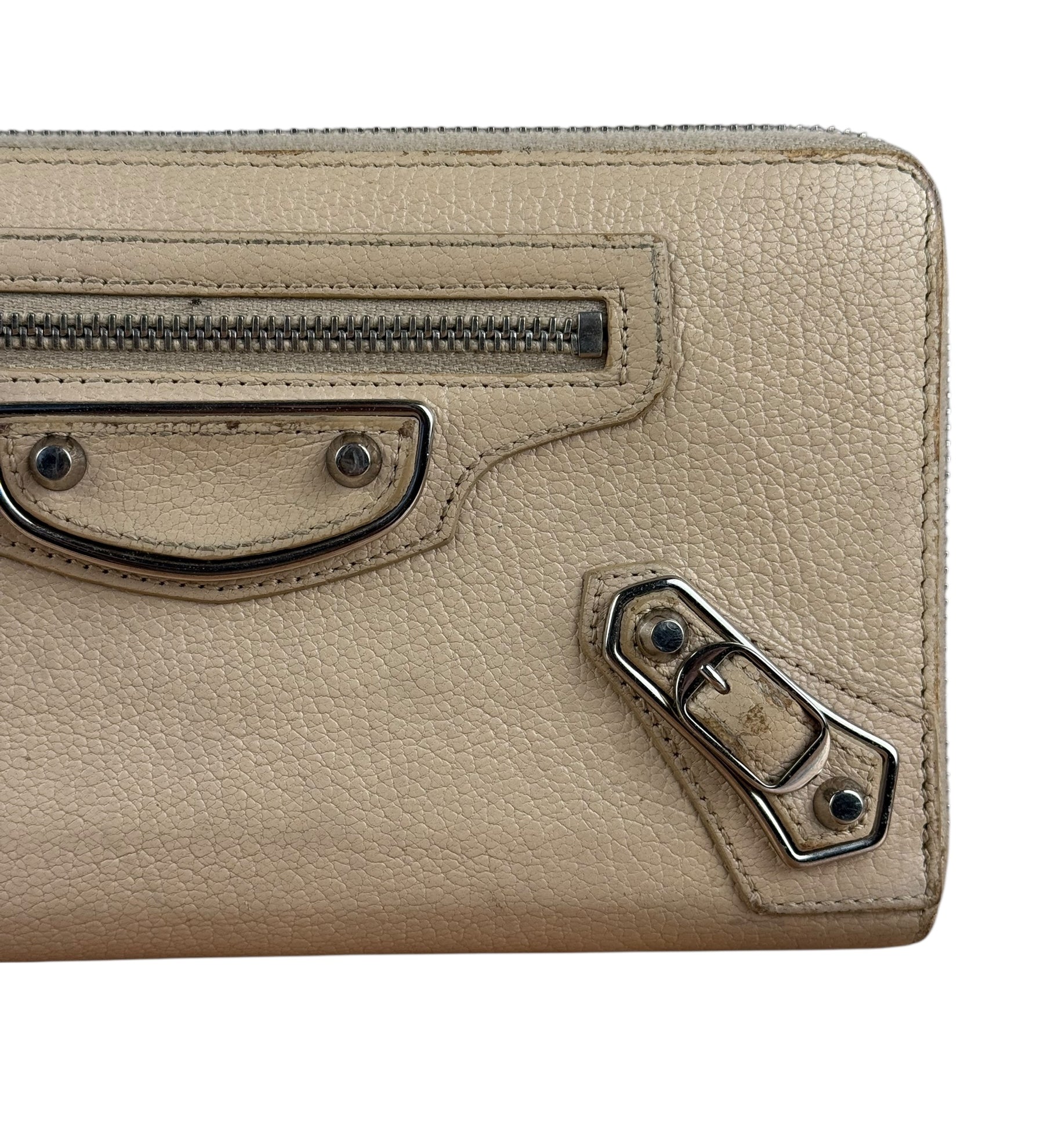 Balenciaga Beige Moto Zippy Wallet