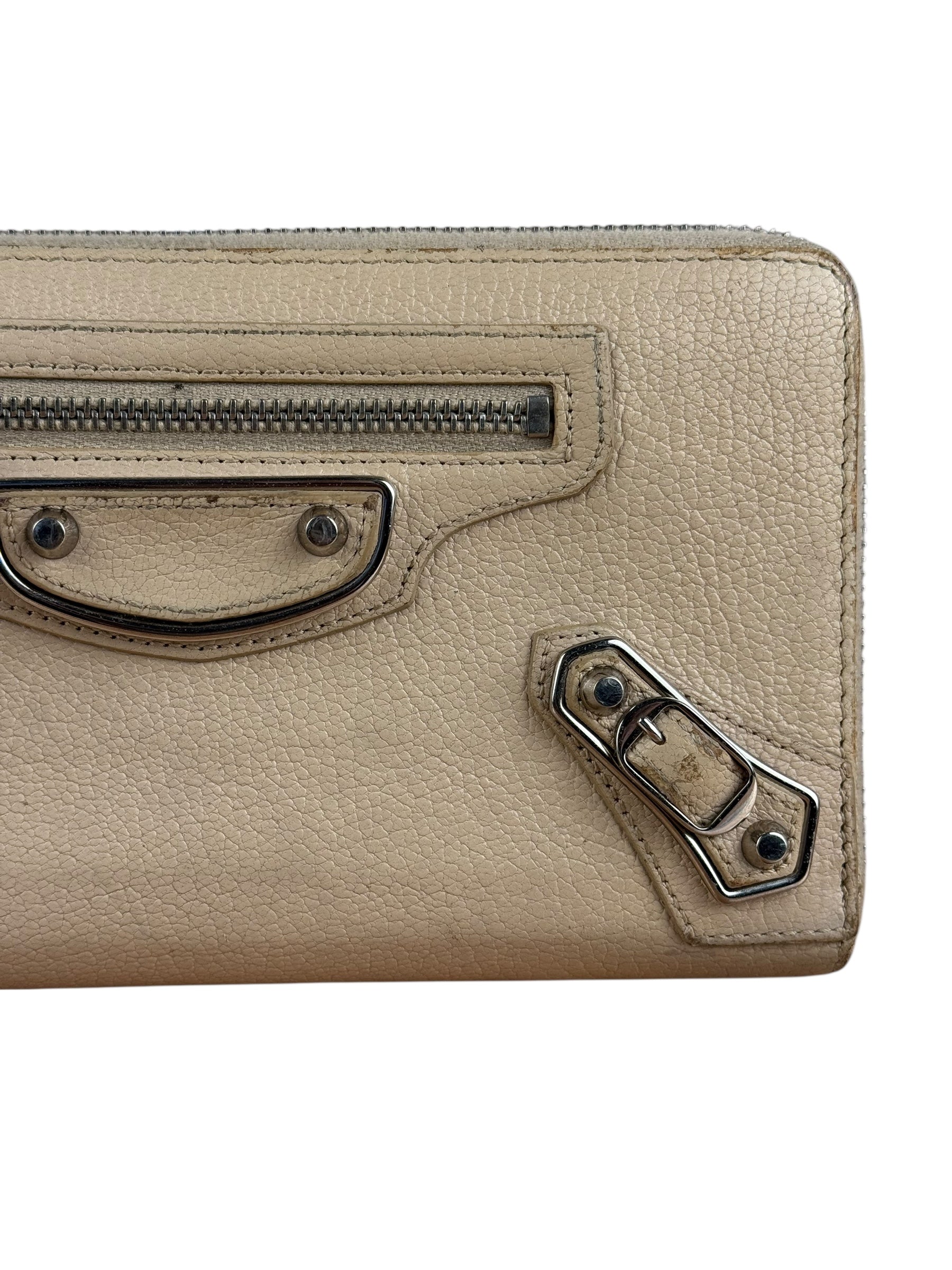Balenciaga Beige Moto Zippy Wallet