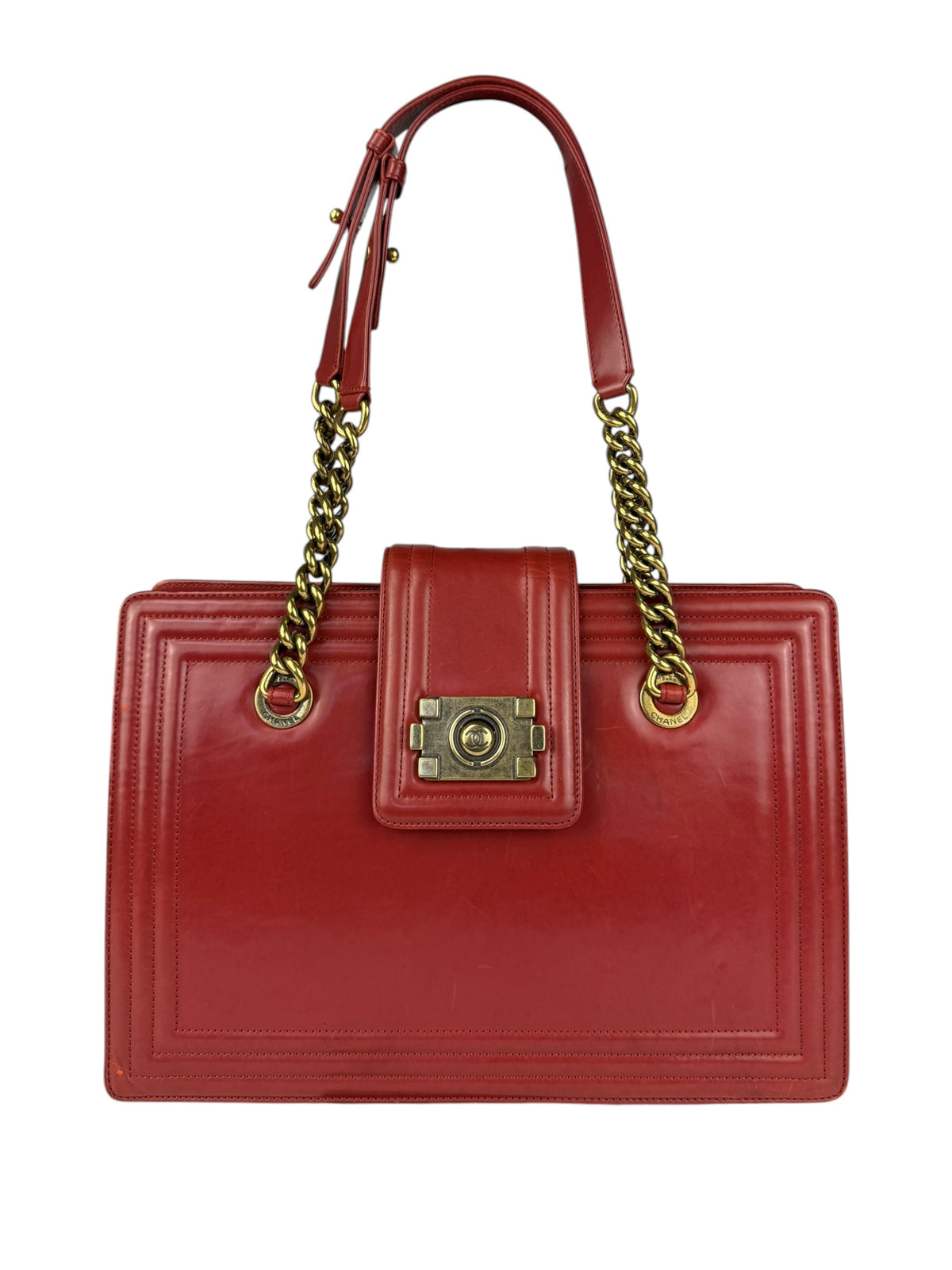 Chanel Red Leather Large Jetsetter Boy 2Way Handbag 2011