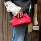 Prada Red Nylon Cosmetic Clutch