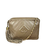 Chanel Tan Beige Chevron Leather Camera Case
