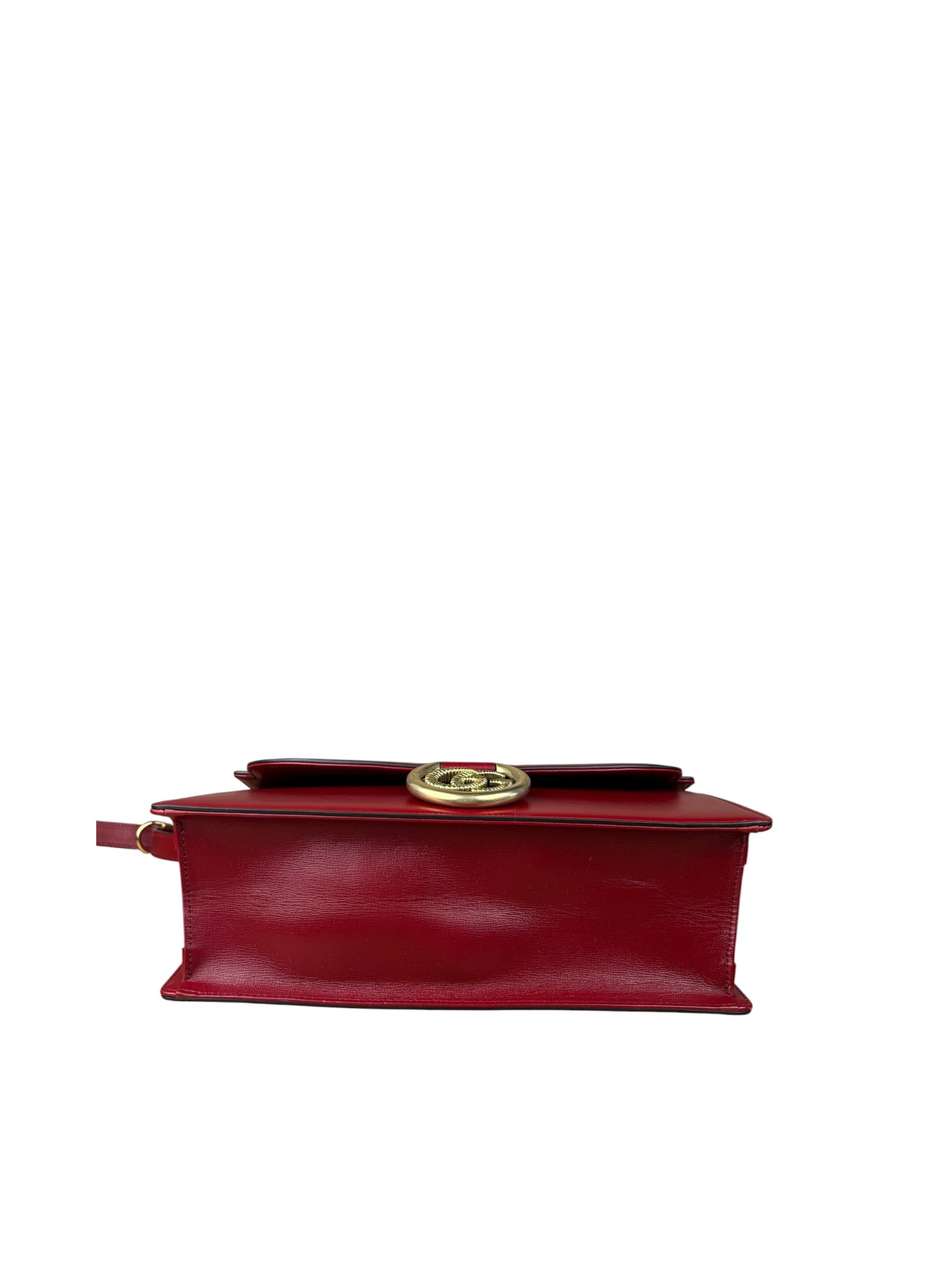 Gucci Red Leather GG Ring Shoulder Bag