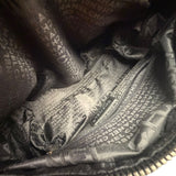 Chanel Black CC Jacquard Chain Silver Metallic Bowler Handbag 2005
