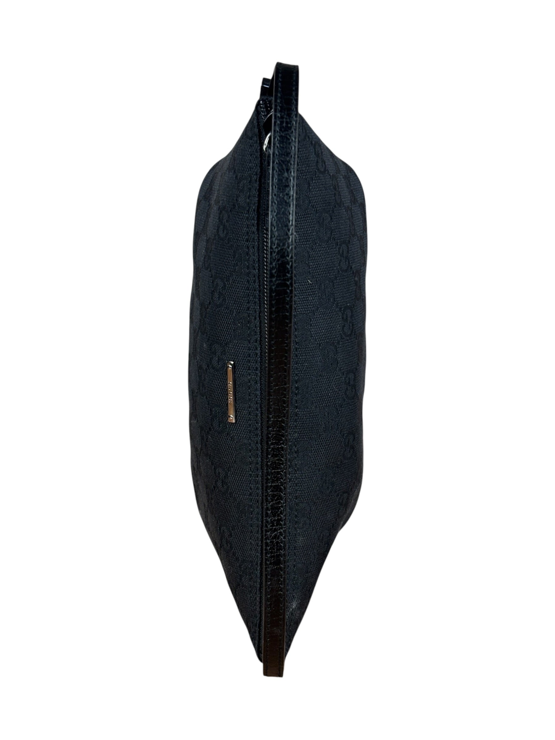 Gucci GG Vintage Black Canvas Monogram Boat Pochette