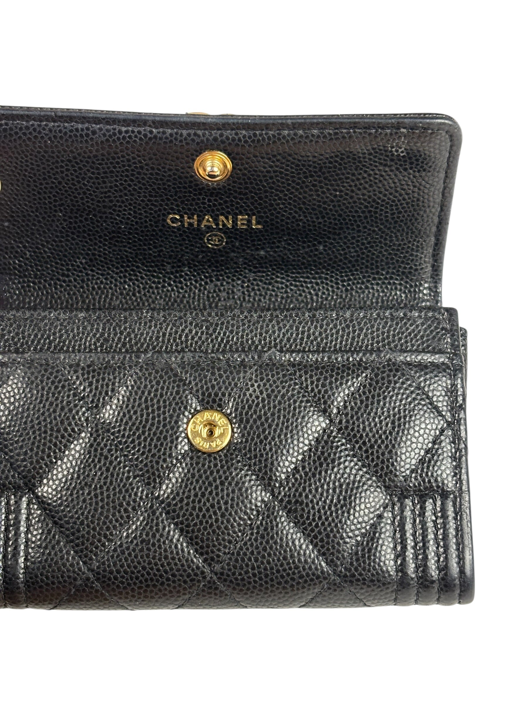 Chanel Black Calfskin Quilted Flap Coin/Card Holder